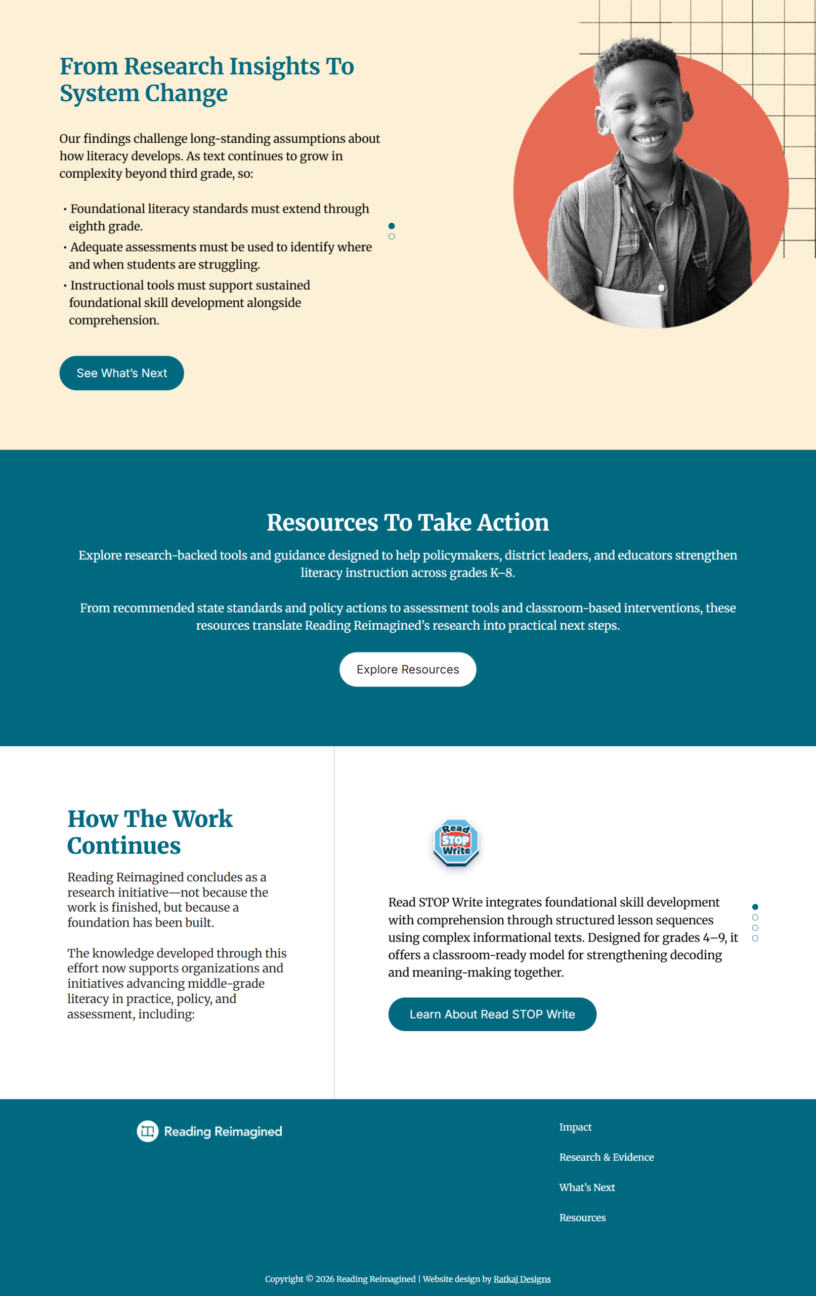Reading Reimagined independent website homepage
